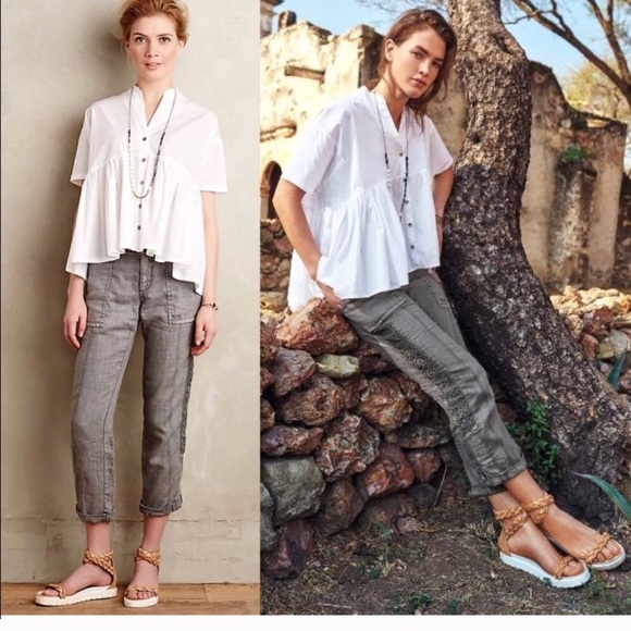 Anthropologie Pants - Anthropologie / Hei Hei linen cropped pants